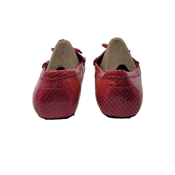 Isaac Mizrahi Leather Boat Shoes Loafers 9.5W Pink Snake Bow Slip On Barbiecore - Picture 7 of 11